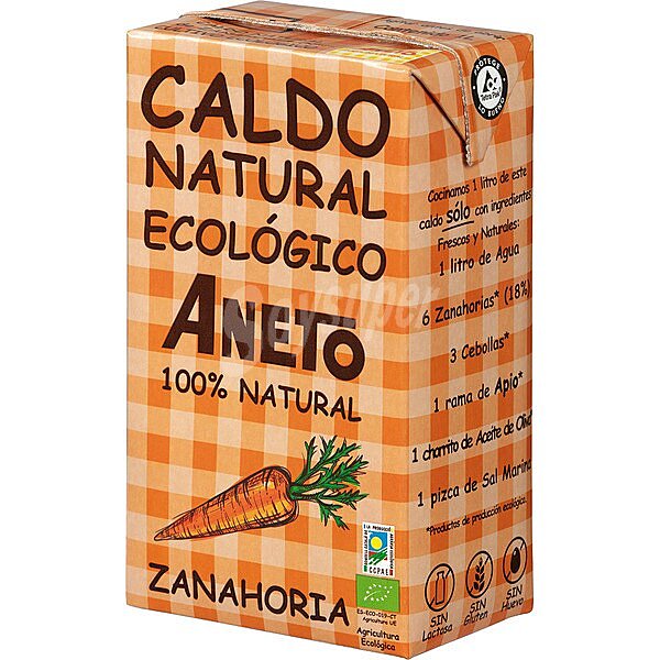 Caldo de zanahoria de cultivo ecológico 100% natural