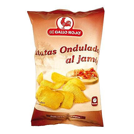 Patatas onduladas al jamón