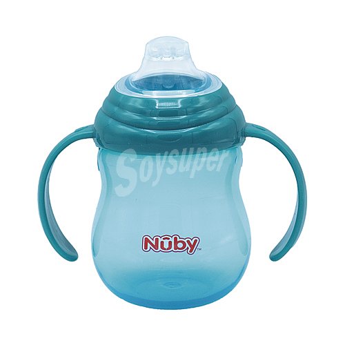 Taza antigoteo con asas de diseño, a partir de 4 meses, 240ml, color azul, nuby.