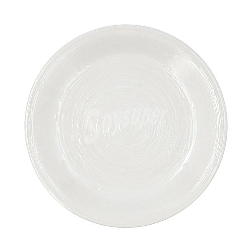 Plato de postre de gres color blanco con diseño en relieve, 19cm LA bouchèe by La Cartuja de Sevilla