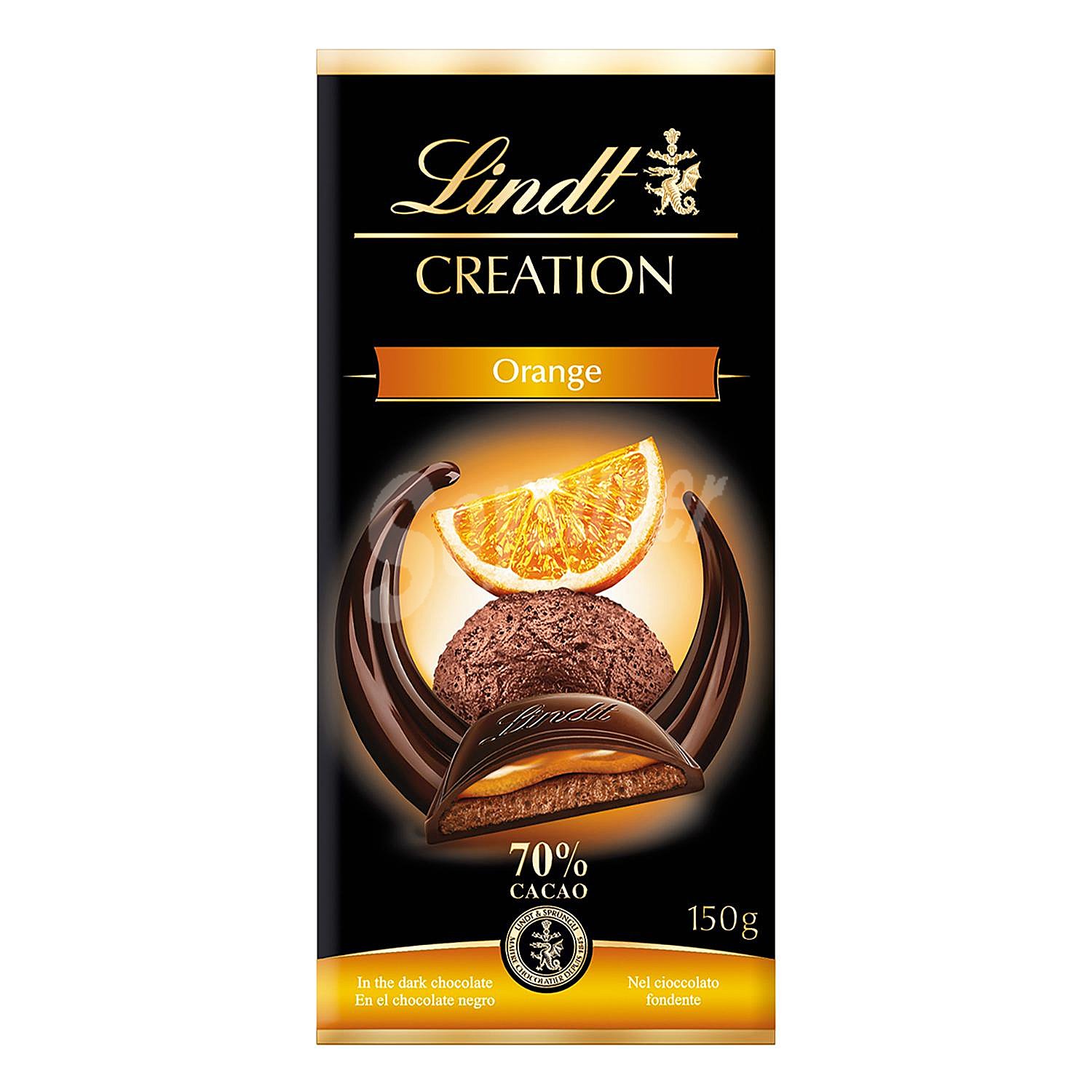 Chocolate negro 70% relleno de naranja Lindt Creation