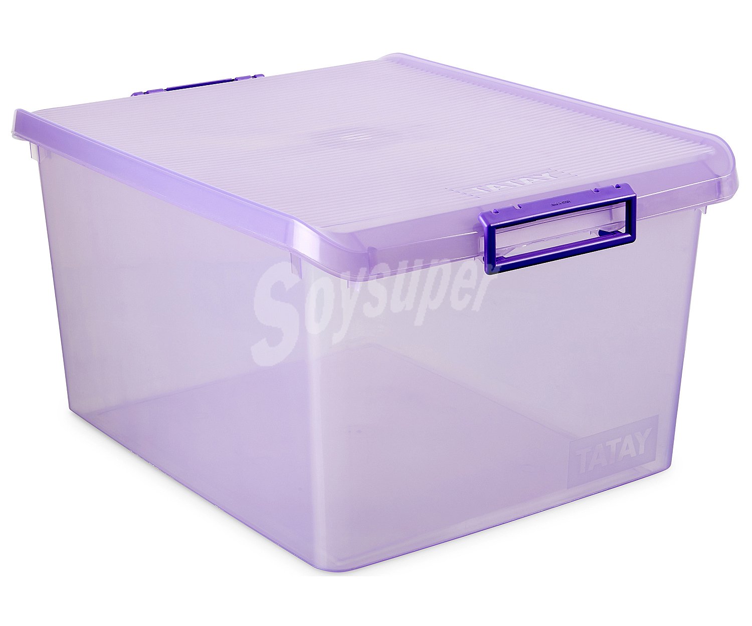 Caja multiusos con tapa color morado translúcido, tatay