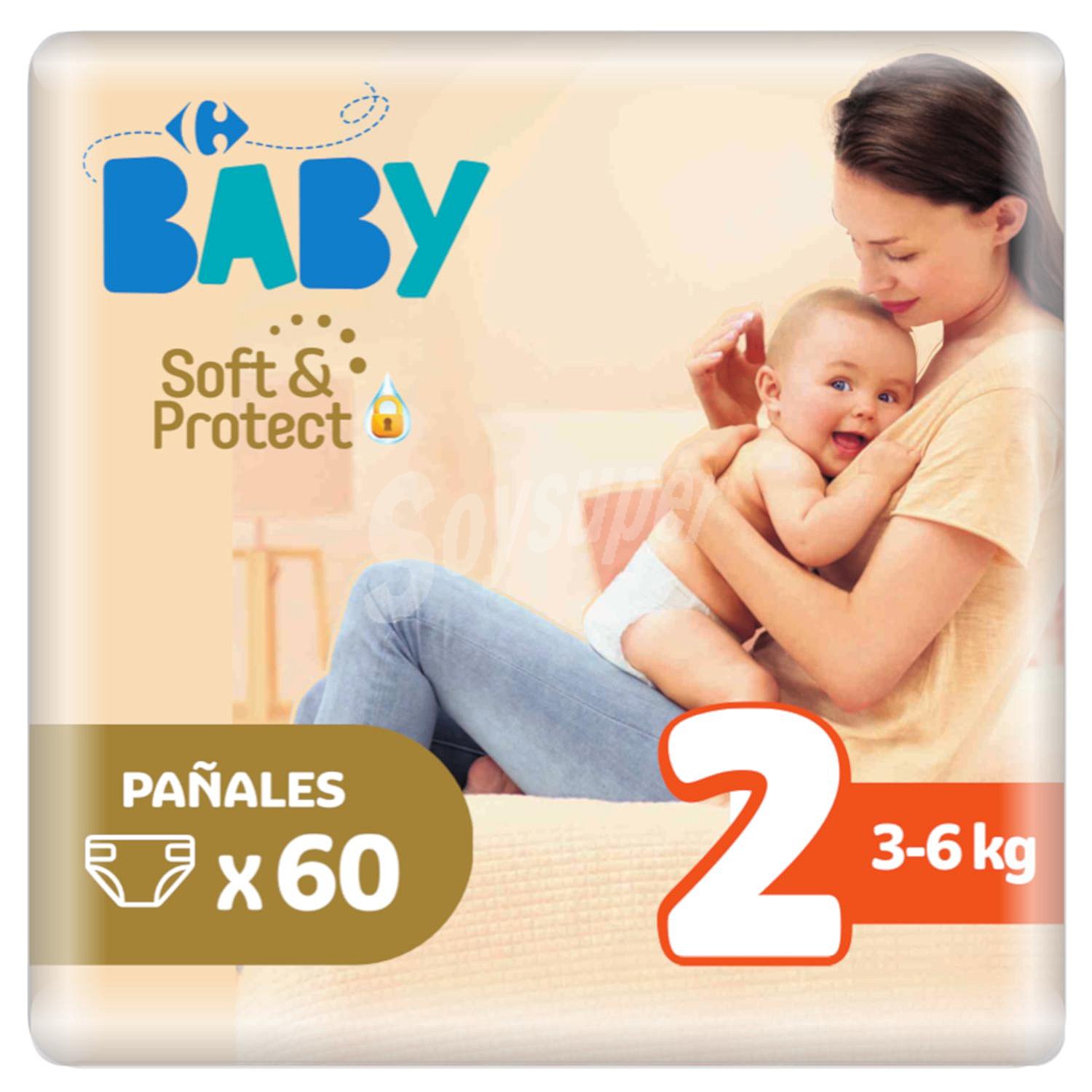 Pañales Carrefour Baby soft&protect Talla 2 (3-6 kg) soft-&-protect