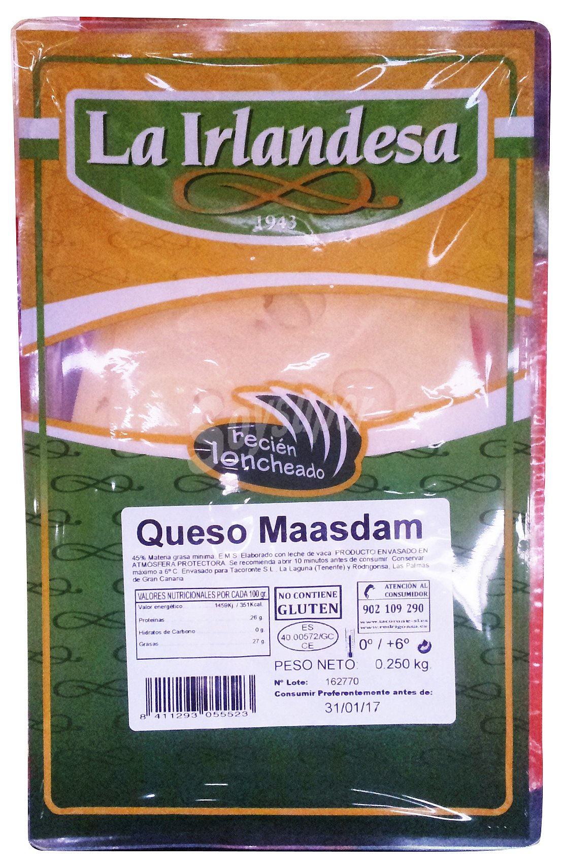 Queso maasdam en lonchas