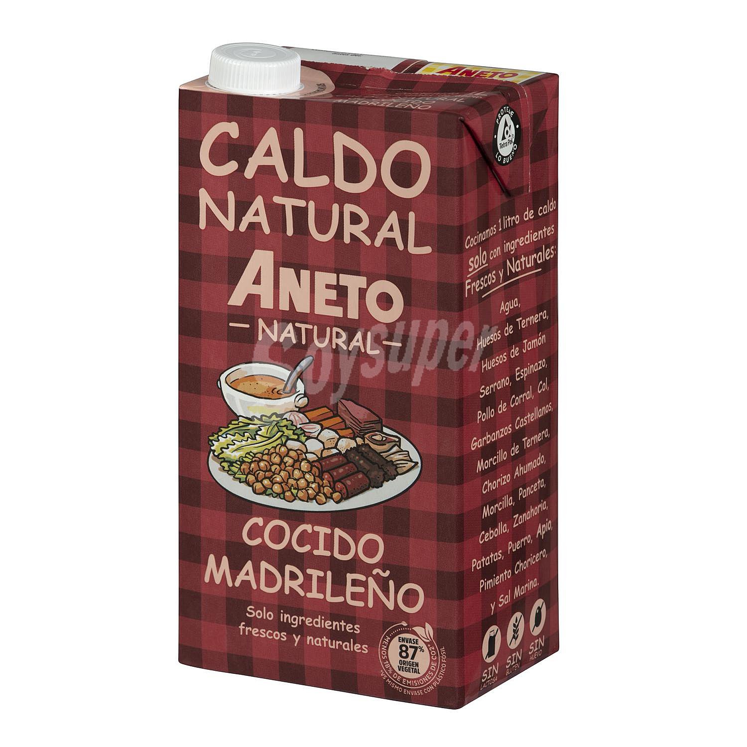 Caldo natural de cocido madrileño sin gluten y sin lactosa