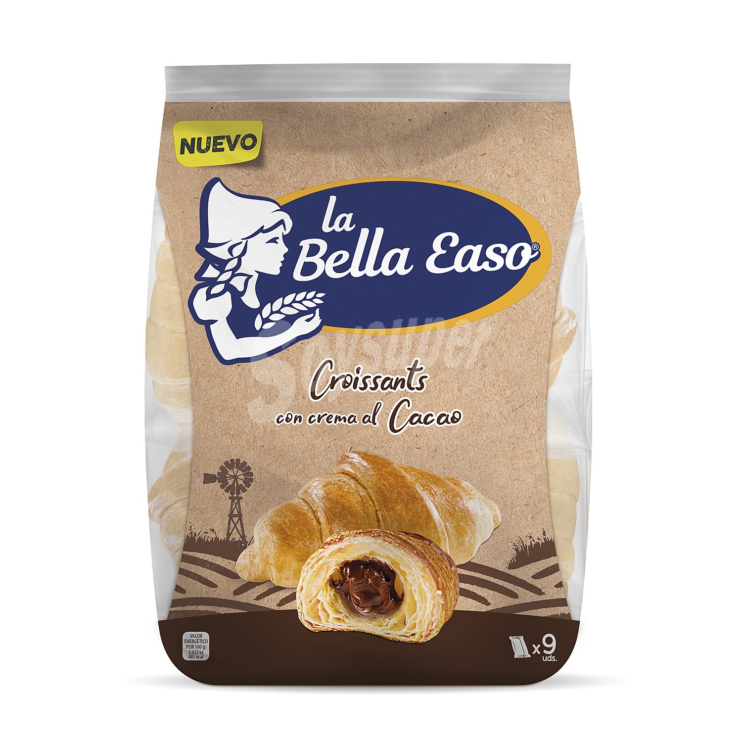 Croissants de crema al cacao bolsa 9 uds 378 gr