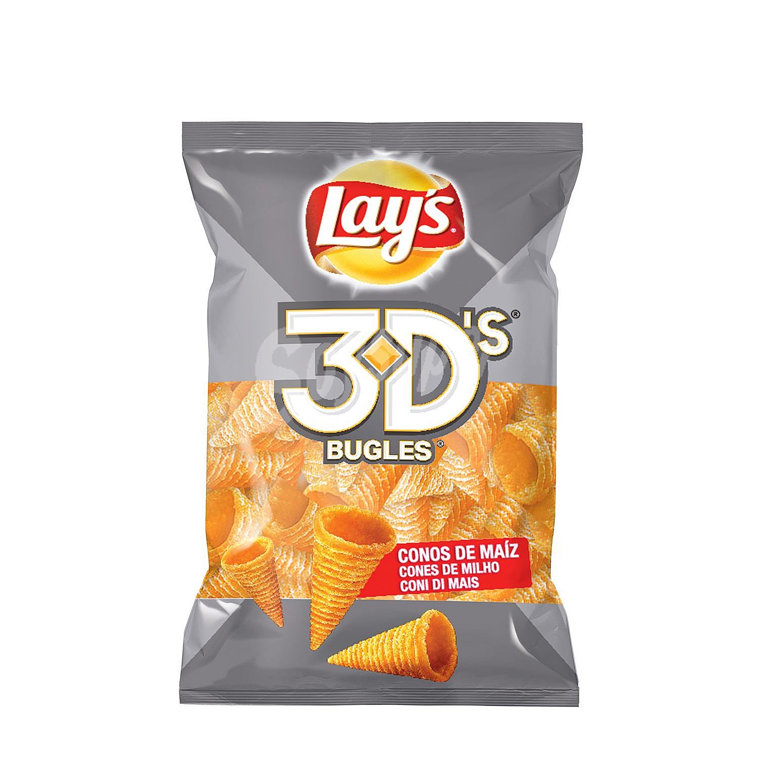 Conos de maíz sabor queso y bacon Lay's 3D's