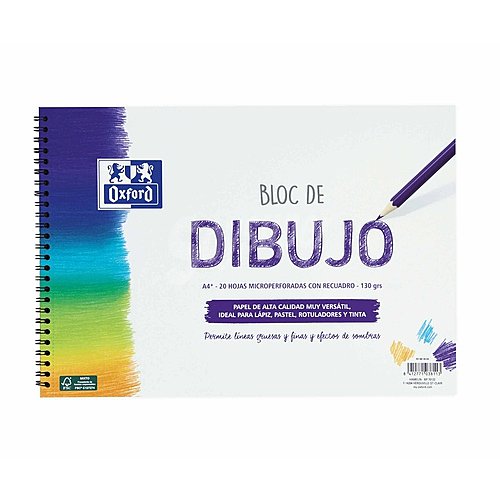 Bloc de dibujo escolar formato A4+ papel 130 gr. oxford.