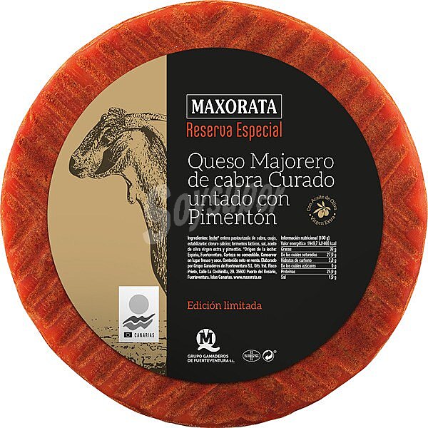 Queso de cabra curado untado con pimentón Ed. Especial Reserva peso aproximado pieza DOP Majorero