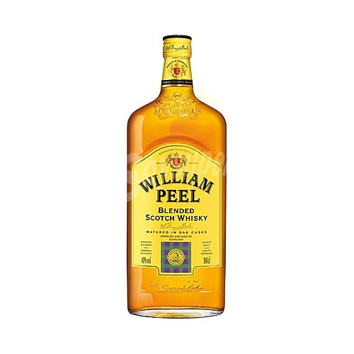 William peel Whisky blended destilado. madurado ( en barricas de roble) y en envejecido en Escocia william peel