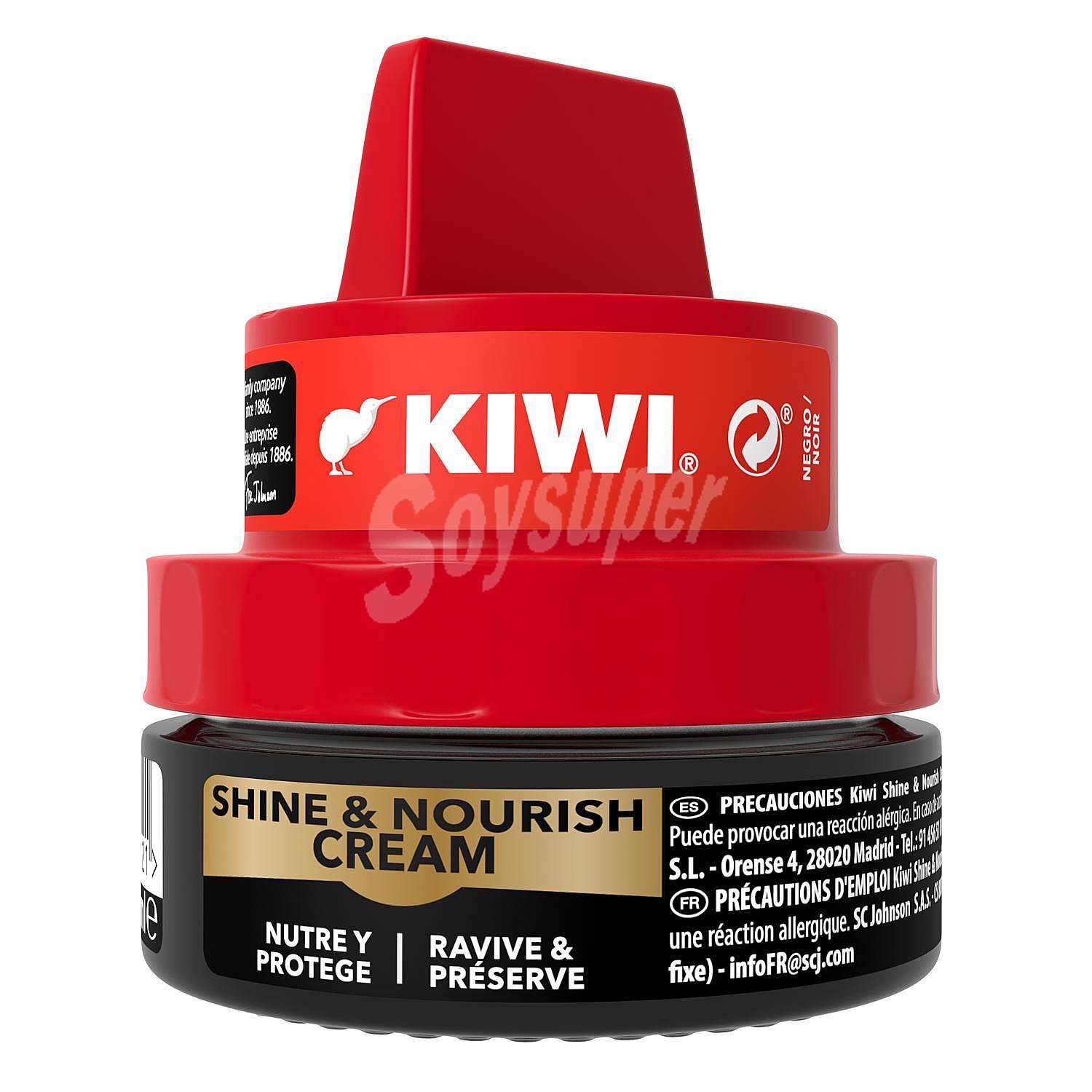 Crema con aplicador para calzado color negro Kiwi