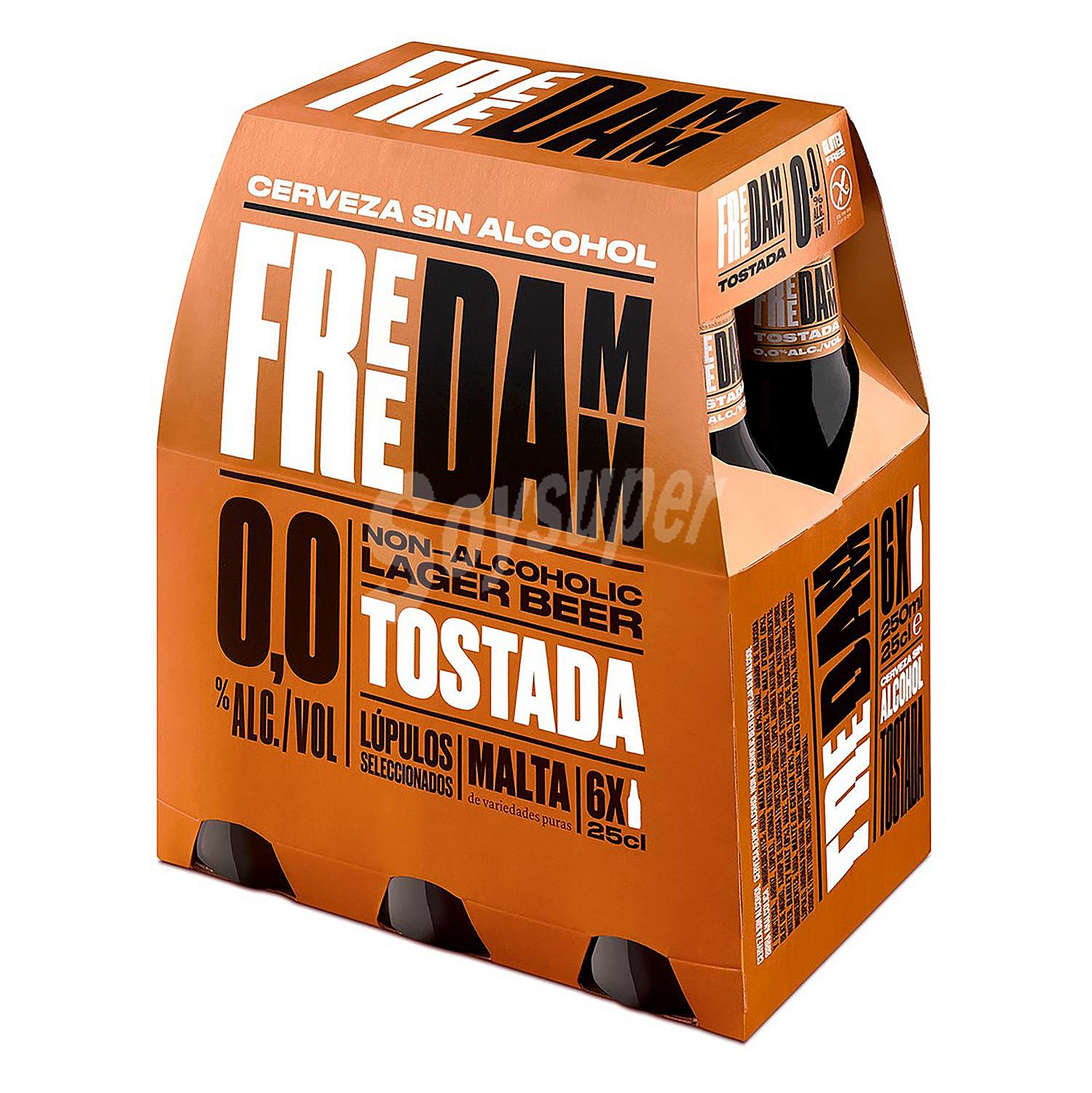 Cerveza tostada Free Damm 0,0 alcohol sin gluten