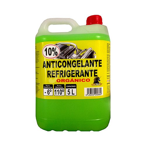 Líquido refrigerante con temperatura de protección de hasta -6ºC+110ºC, verde orgánico, 10% Monoetilenglicol, unycox