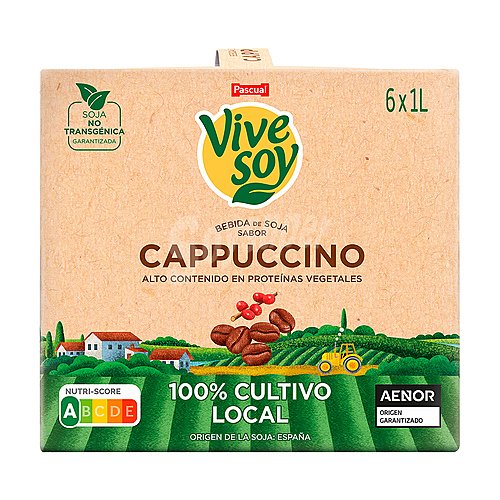 Vivesoy Bebida de soja de origen 100% local, con sabor a capucchino vivesoy de Pascual