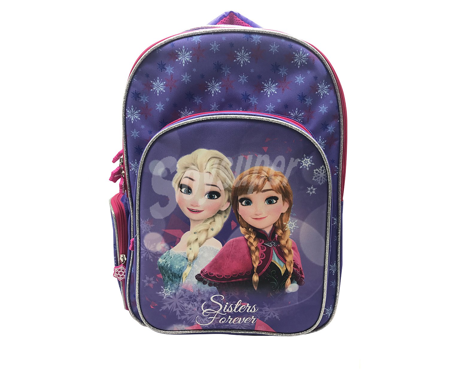 Mochila infantil de color morado de la película de Disney, frozen.