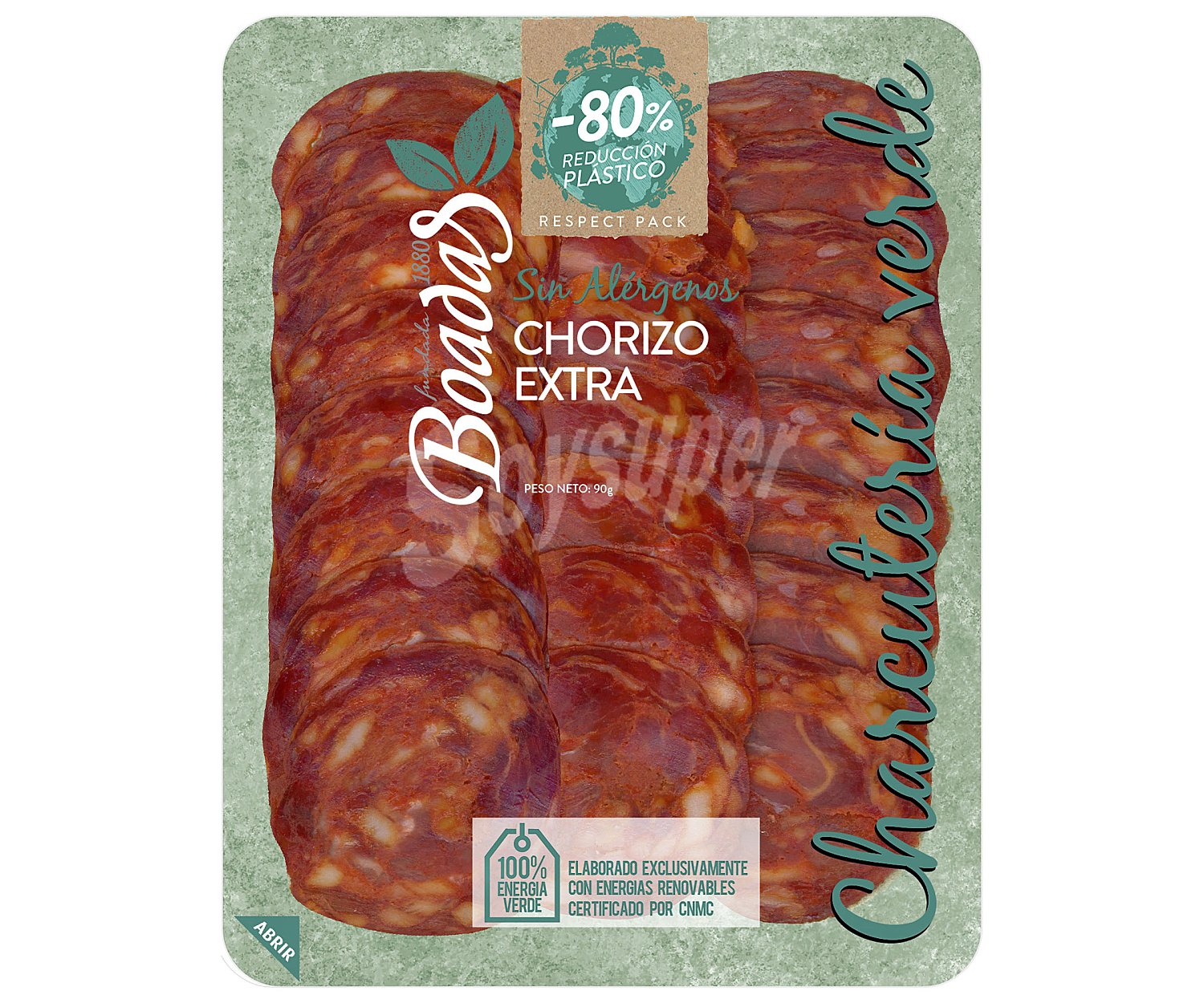 Chorizo de categoria extra, cortado en finas lonchas