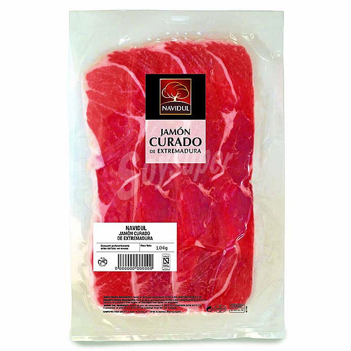 Jamón curado de Extremadura en finas lonchas