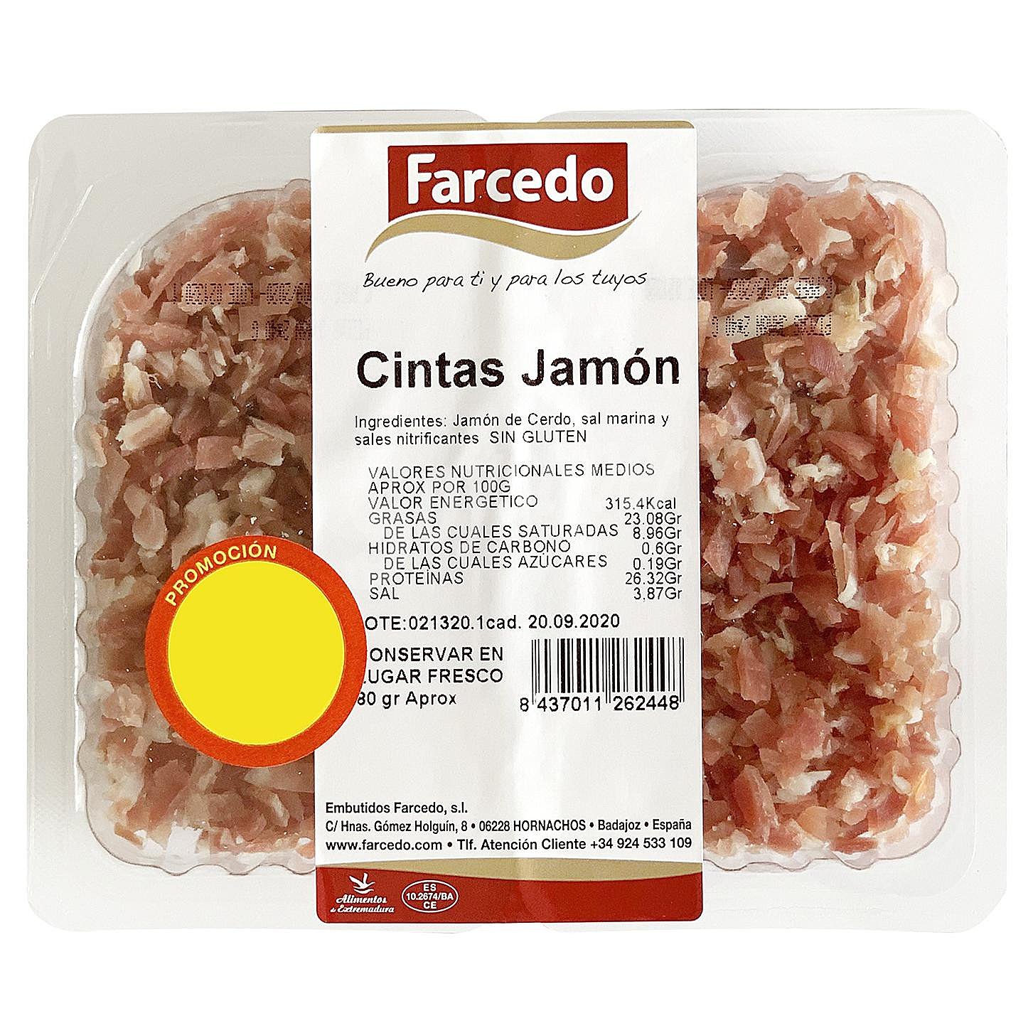 Jamón curado en tiras sin gluten