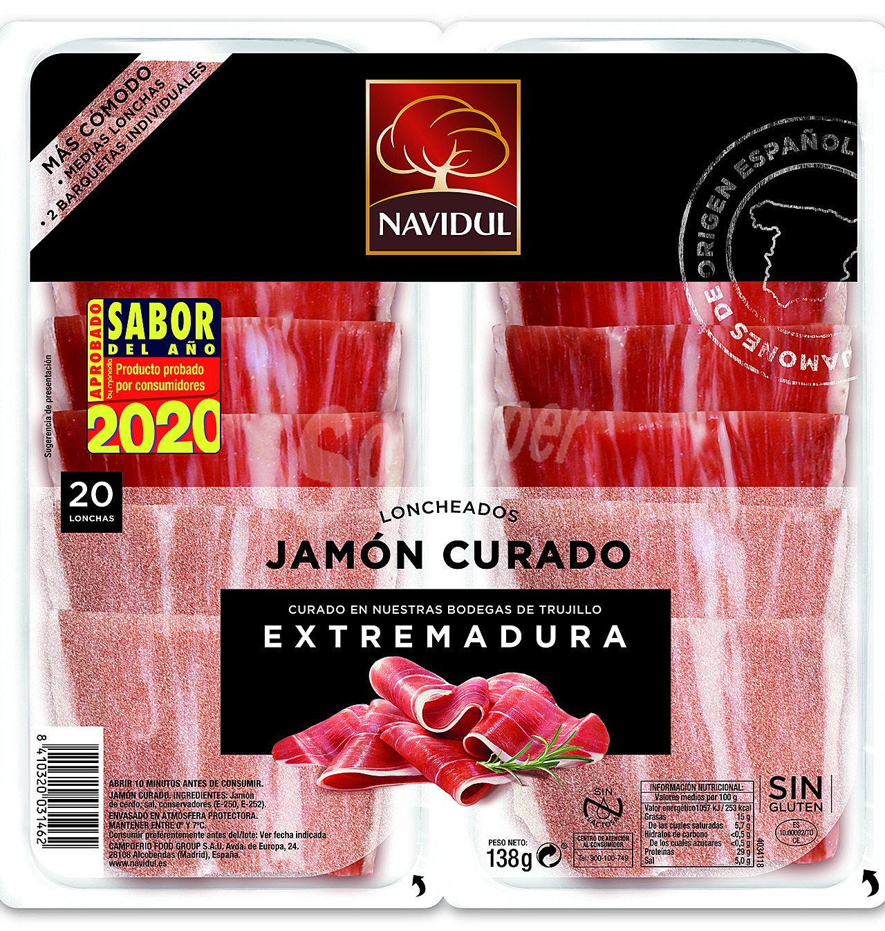 Jamón serrano lonchas bi-pack