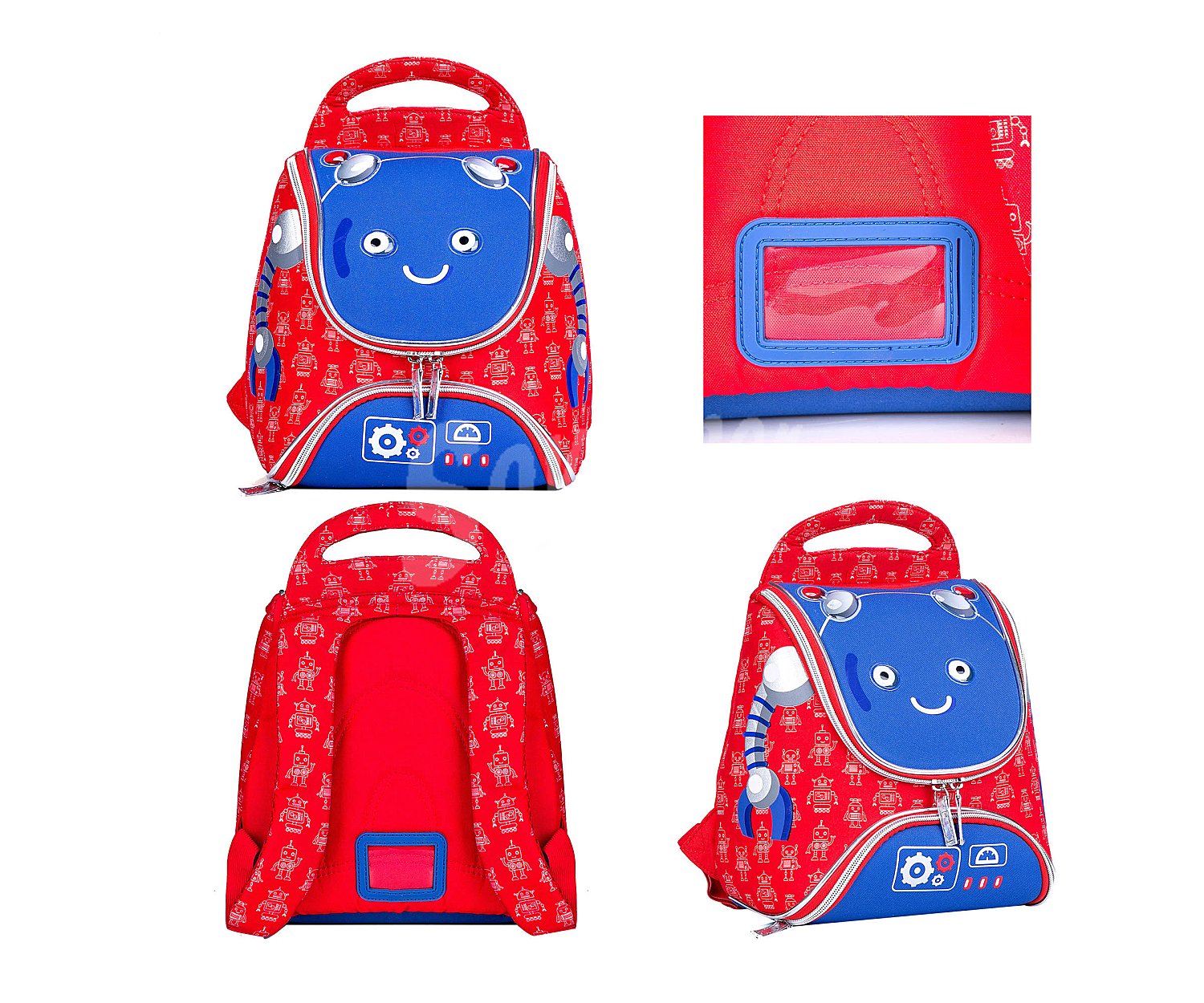 Mochila de iniciación al colegio de color rojo y azul con robot estampado baby baby Baby