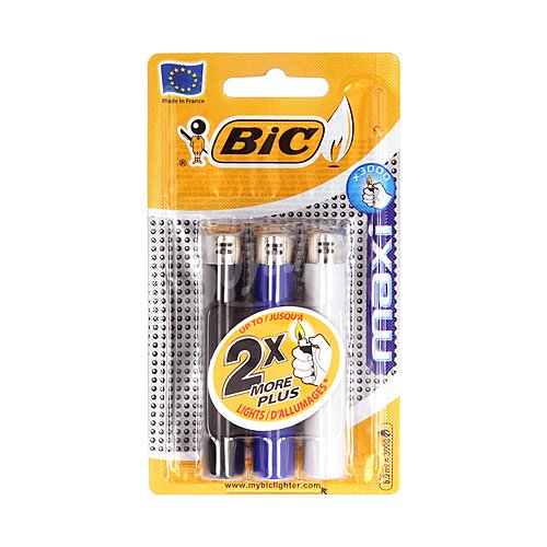 BIC Lote de 3 mecheros de tamaño grande con sistema de seguirdad anti-niños BIC Maxi