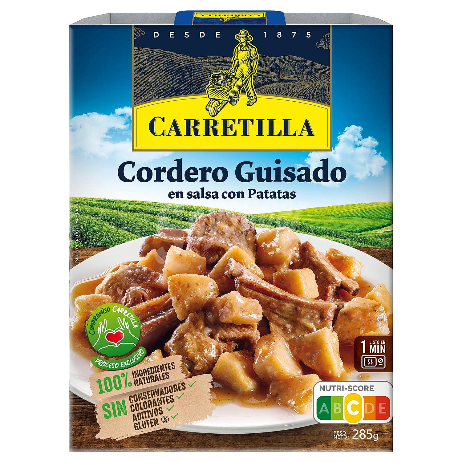 Cordero guisado en salsa con patatas Carretilla sin gluten