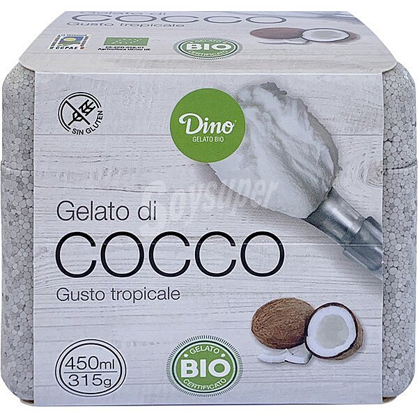 Helado de coco sabor tropical ecológico y sin gluten