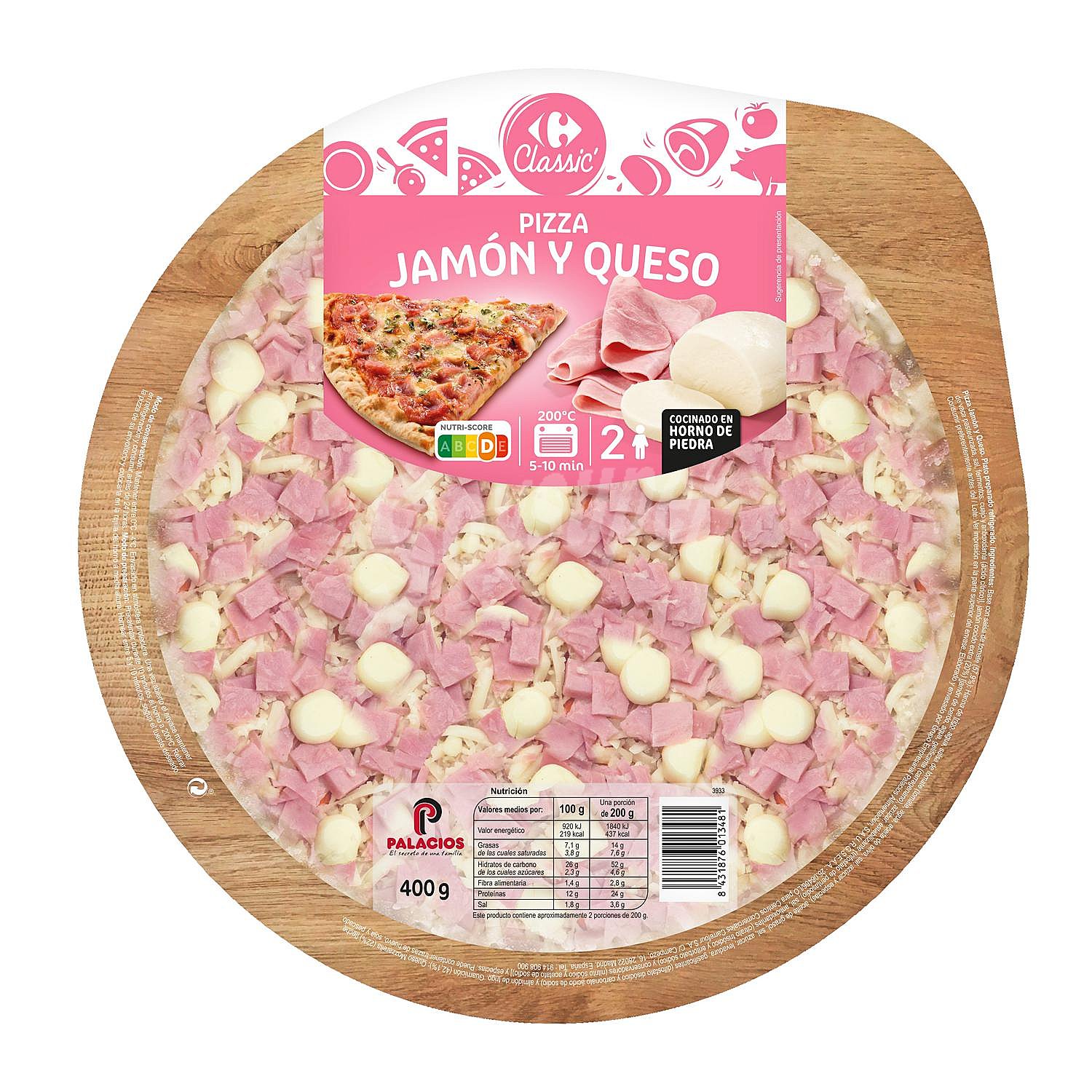 Pizza de jamón y queso Carrefour Classic'