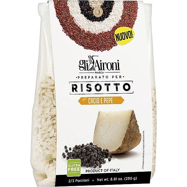 Risotto arroz con queso pecorino y pimienta negra preparado envase 250 G