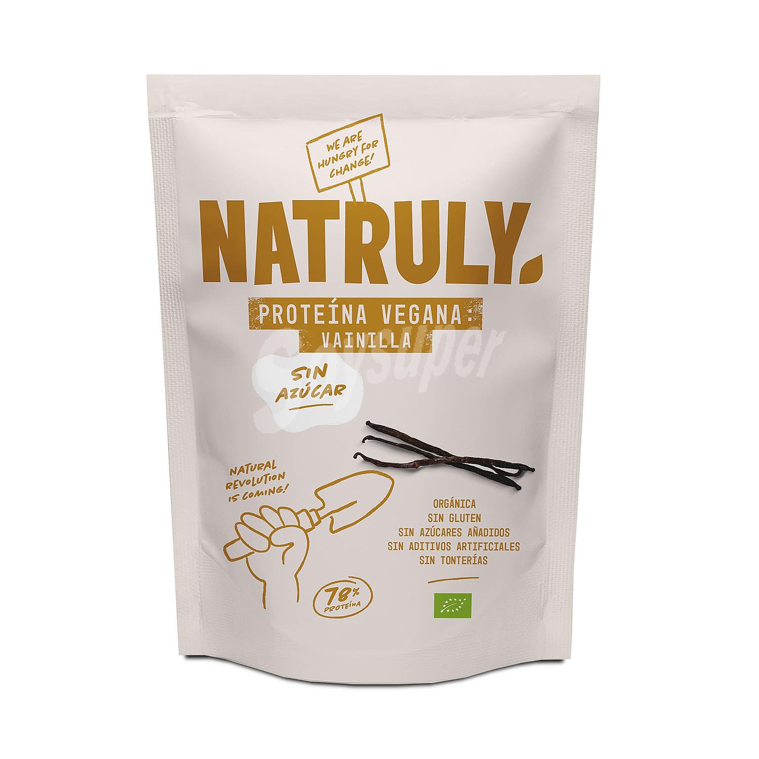 Proteina vegana natural sabor vainilla ecológica sin azúcar añadido Natural Athlete sin gluten