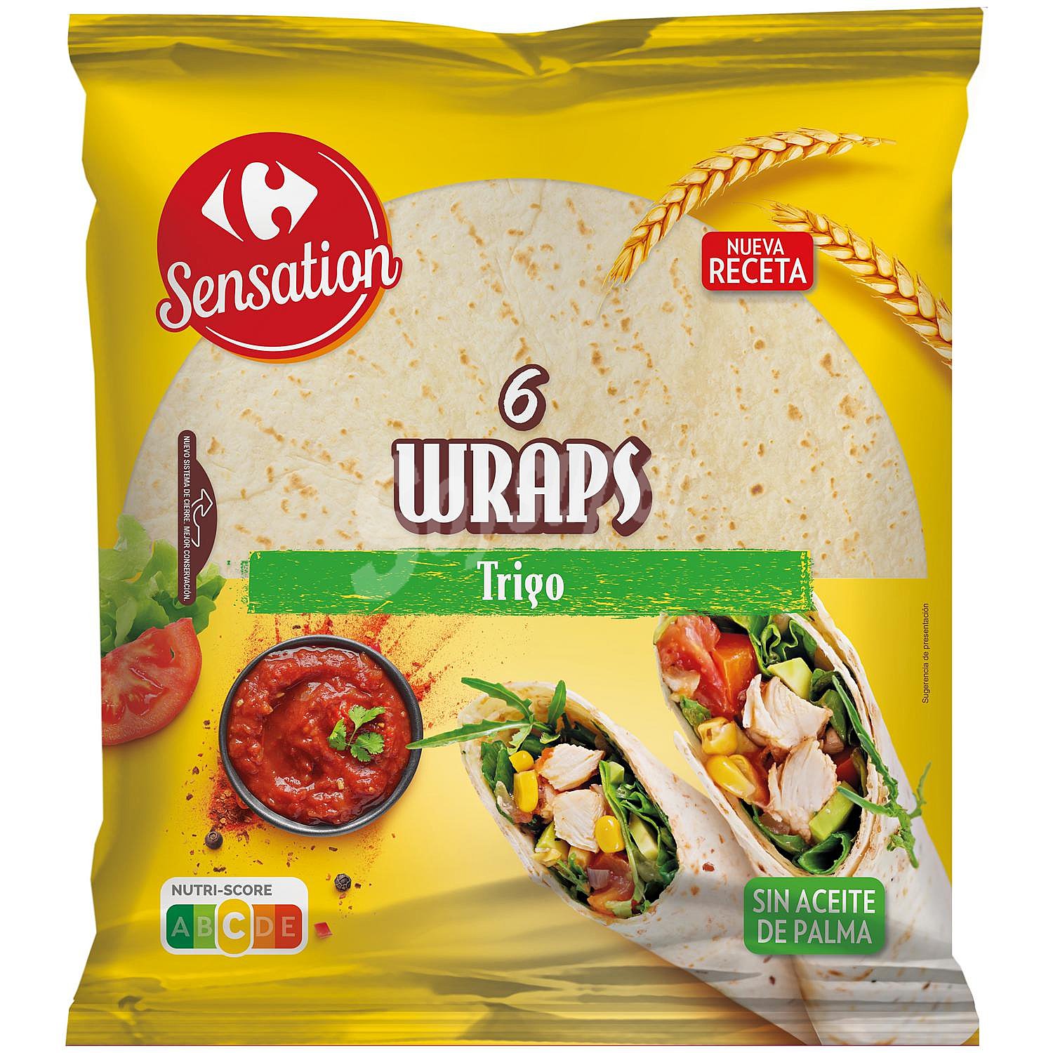 Wraps tortillas de trigo Carrefour Sensation sin aceite de palma