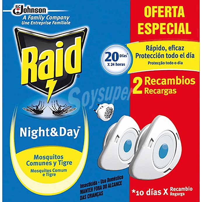 Recambio de repelente de mosquitos eléctrico night & DAY