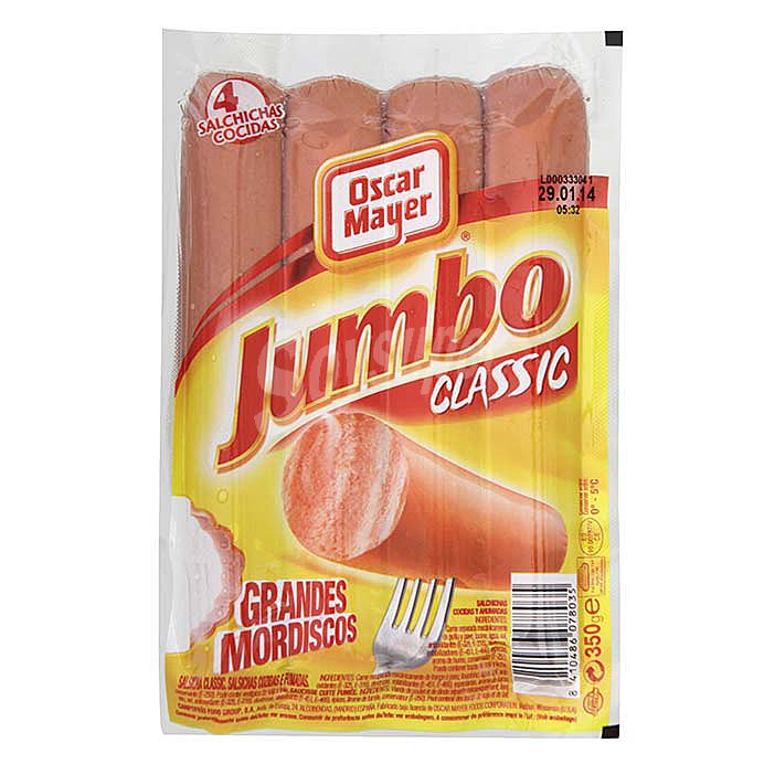 Jumbo salchichas cocidas y ahumadas de pollo sin gluten sin lactosa