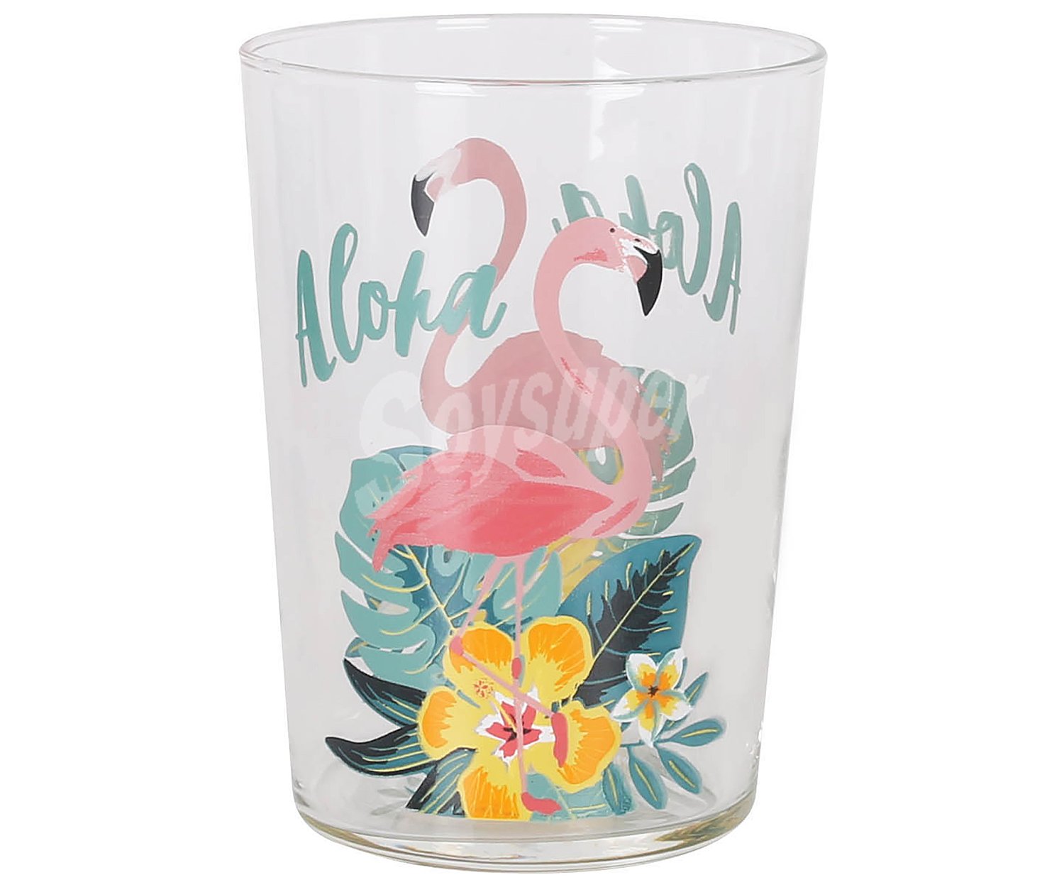 Vaso de sidra fabricado en vidrio decorado Aloha Flamenco, 0,5 litros home.