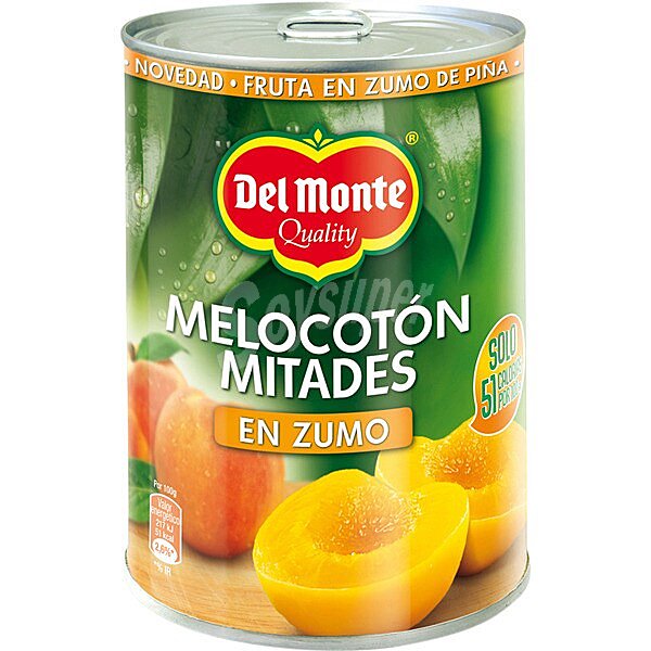 Melocotón mitades en zumo lata 235 g neto escurrido