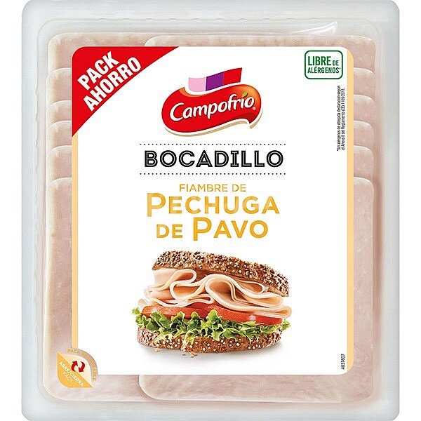 Bocadillo fiambre de pechuga de pavo en lonchas sin gluten sin lactosa