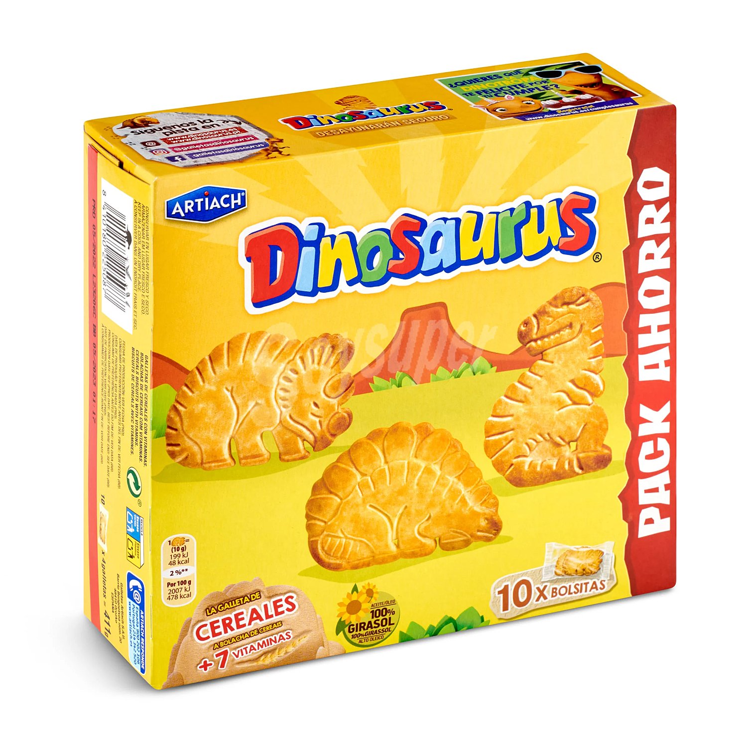 Galleta de cereales con forma de dinosaurios dinosaurus