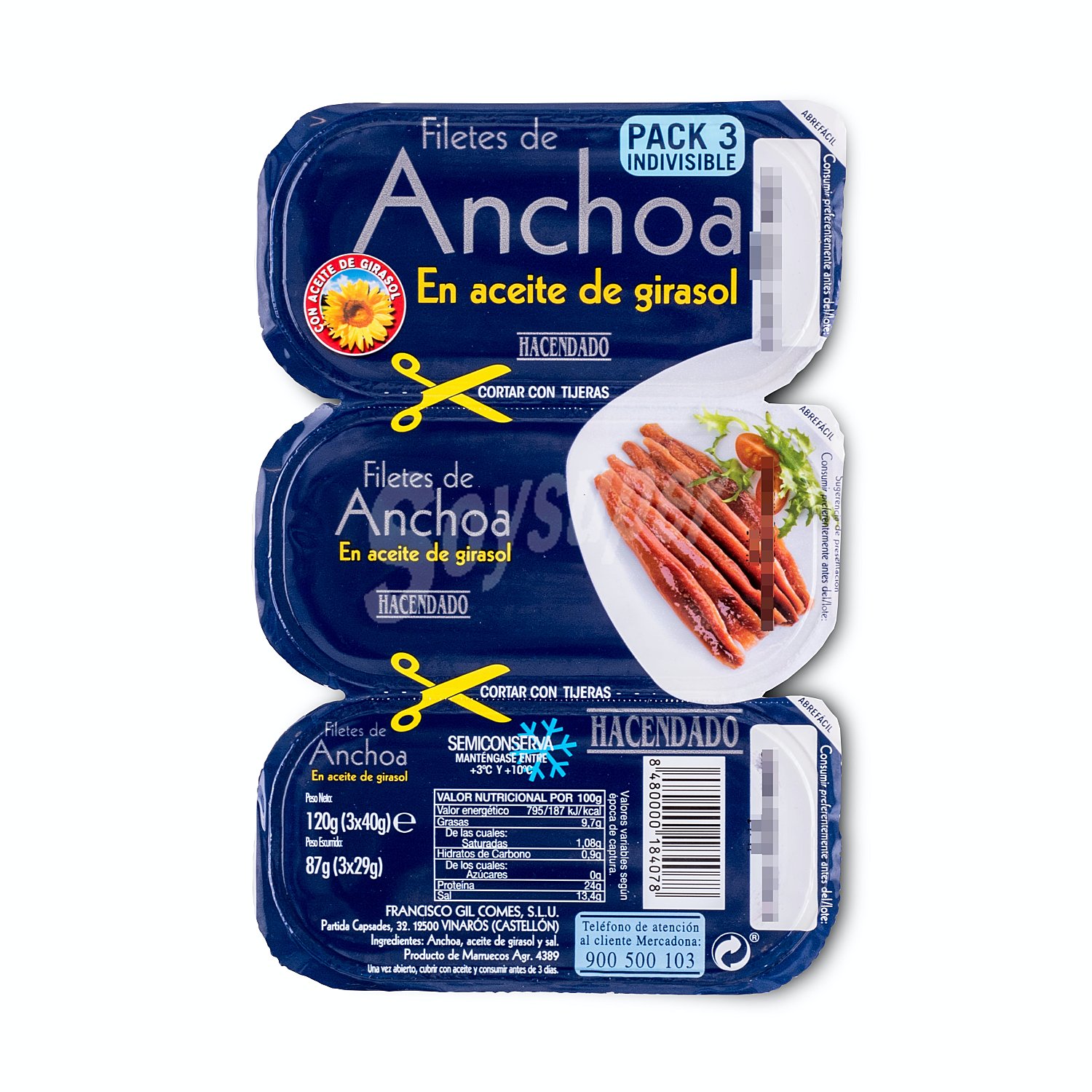 Anchoa filete aceite girasol