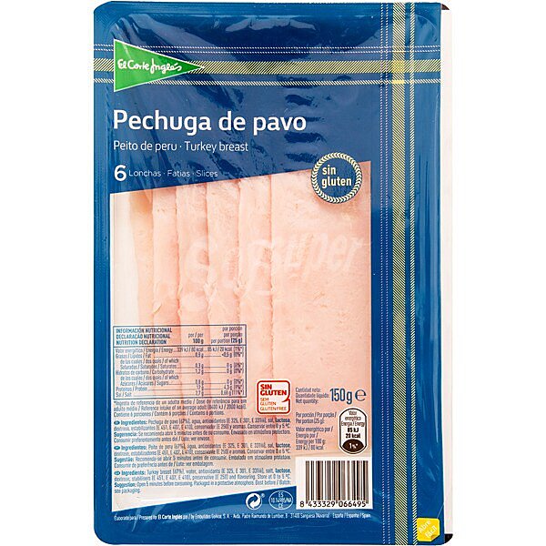 pechuga de pavo en lonchas sin gluten