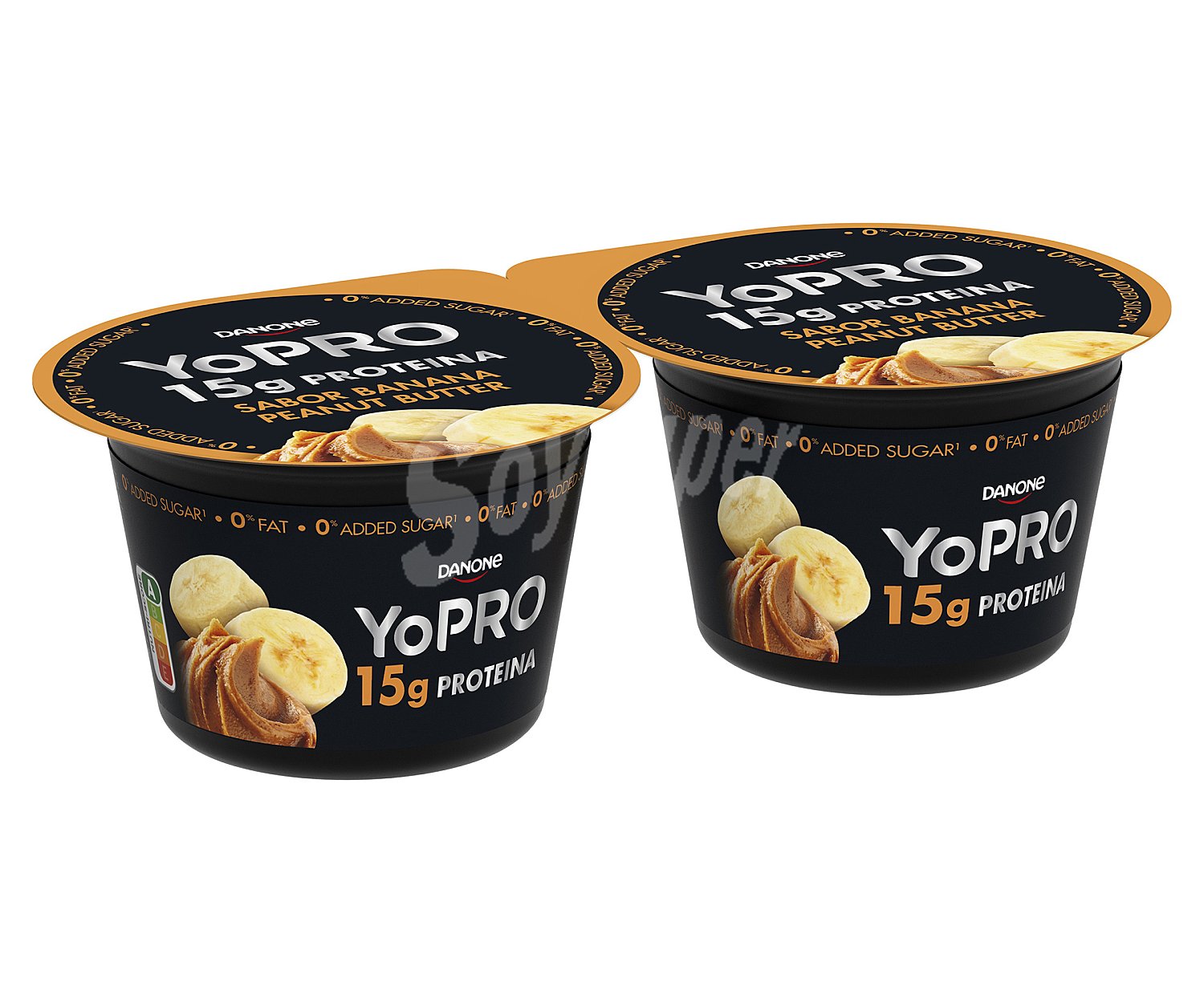 Yopro Yogur con sabor a plátano y mantequilla de cacahuete, proteínas y sin azúcares añadidos ni grasa yopro de Danone