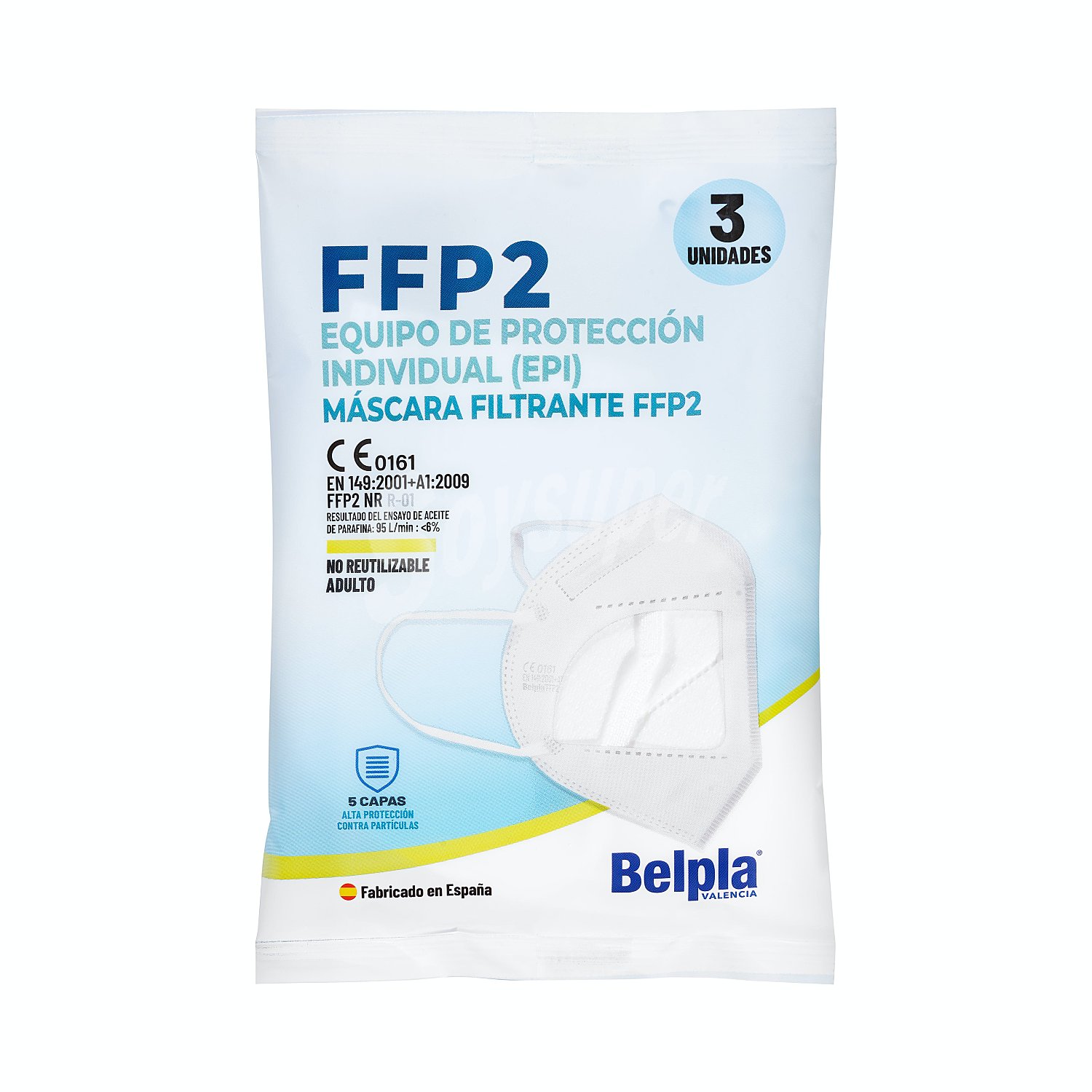 Mascarilla FFP2 autofiltrantes NO reutilizables (estructura 5 capas)