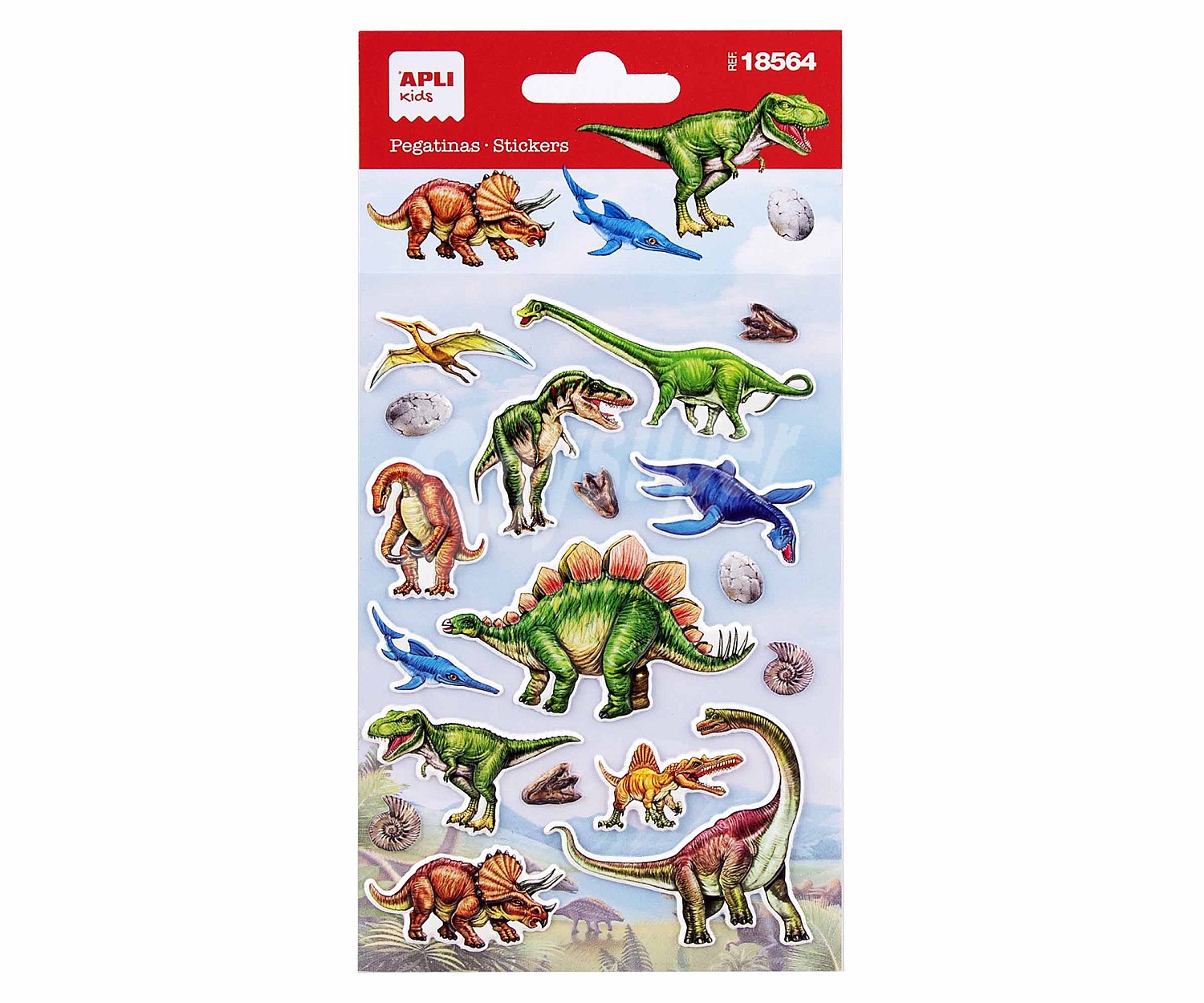 Bolsa 18 pegatinas en forma de dinosaurios, apli.