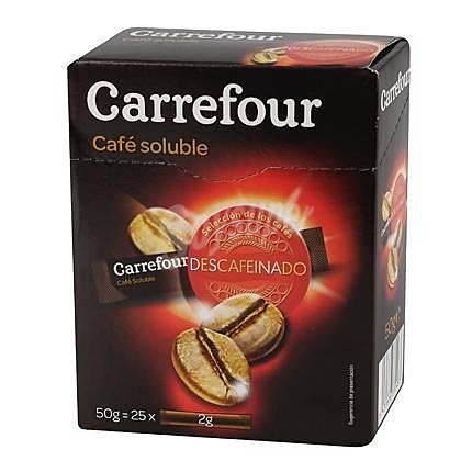 Café soluble descafeinado en sobres Carrefour