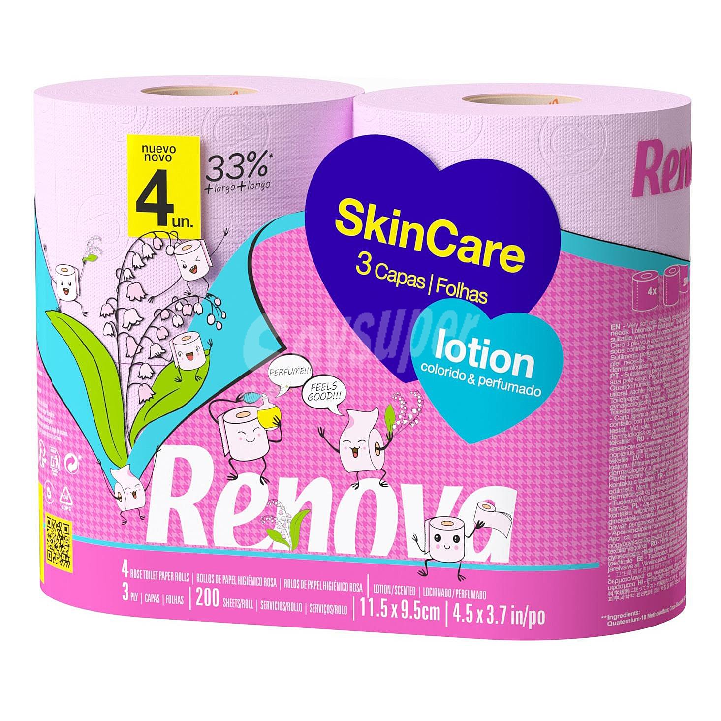 Papel higienico skincare 3 capas perfumado Renova