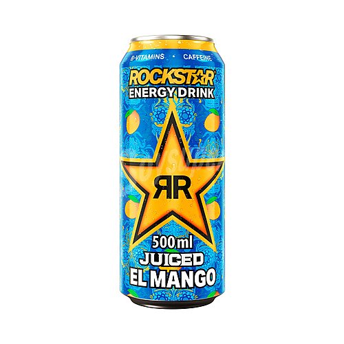 Bebida energética con sabor a mango rockstar juiced