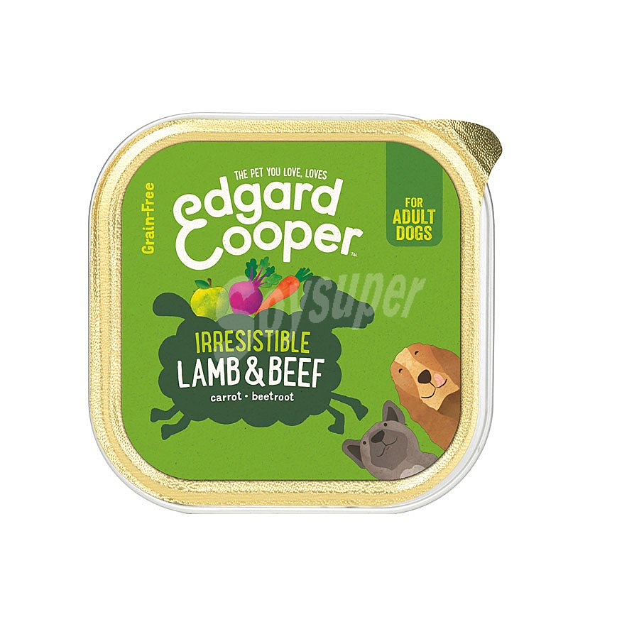 Comida húmeda para perros adultos con cordero y vacuno Grain Free