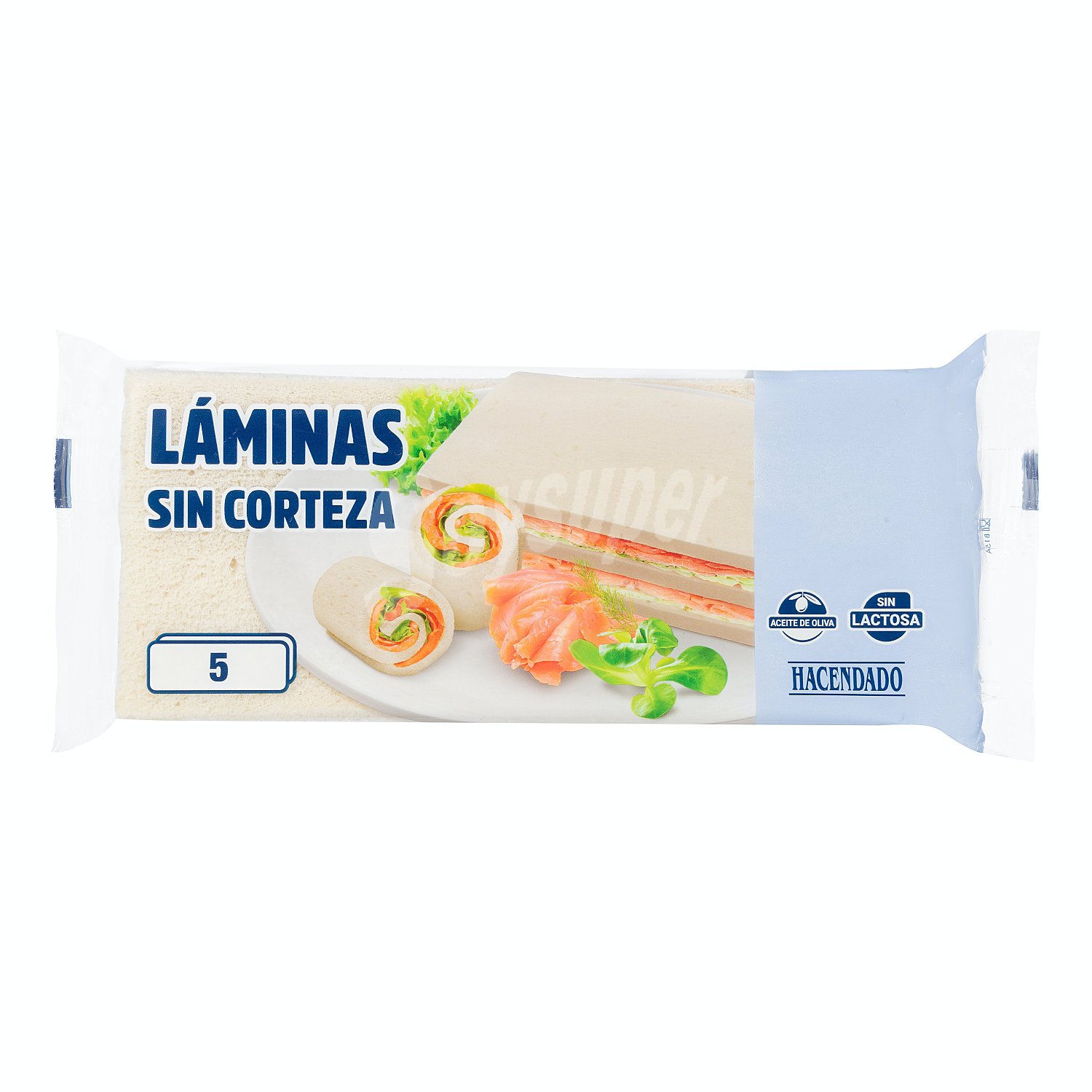 Láminas sin corteza de pan de molde blanco