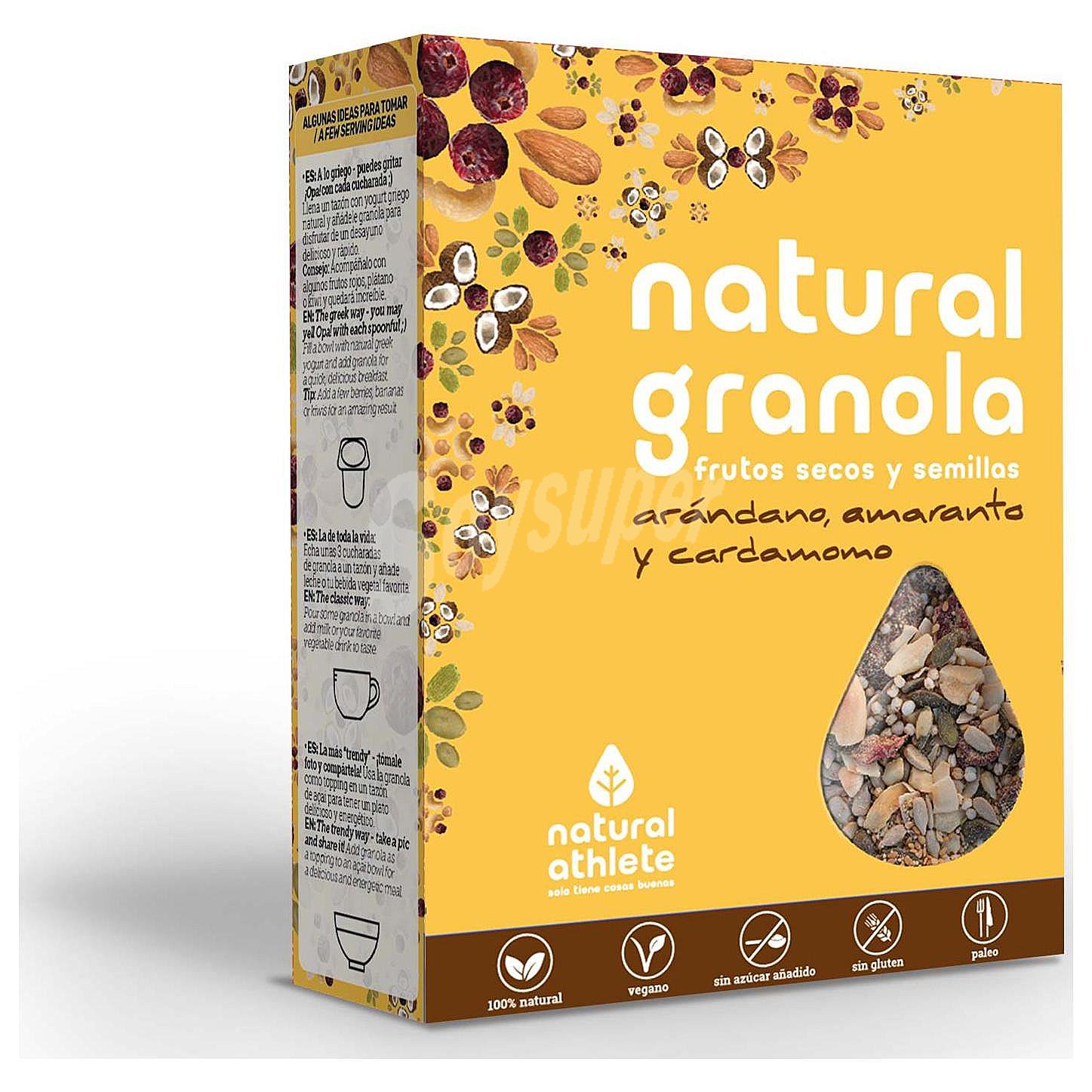 Granola natural de arándano, amaranto y cardamomo ecológica Natural Athlete