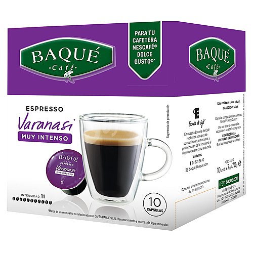 Baqué Café muy intenso Espresso, Varanasi baqué en 70 G