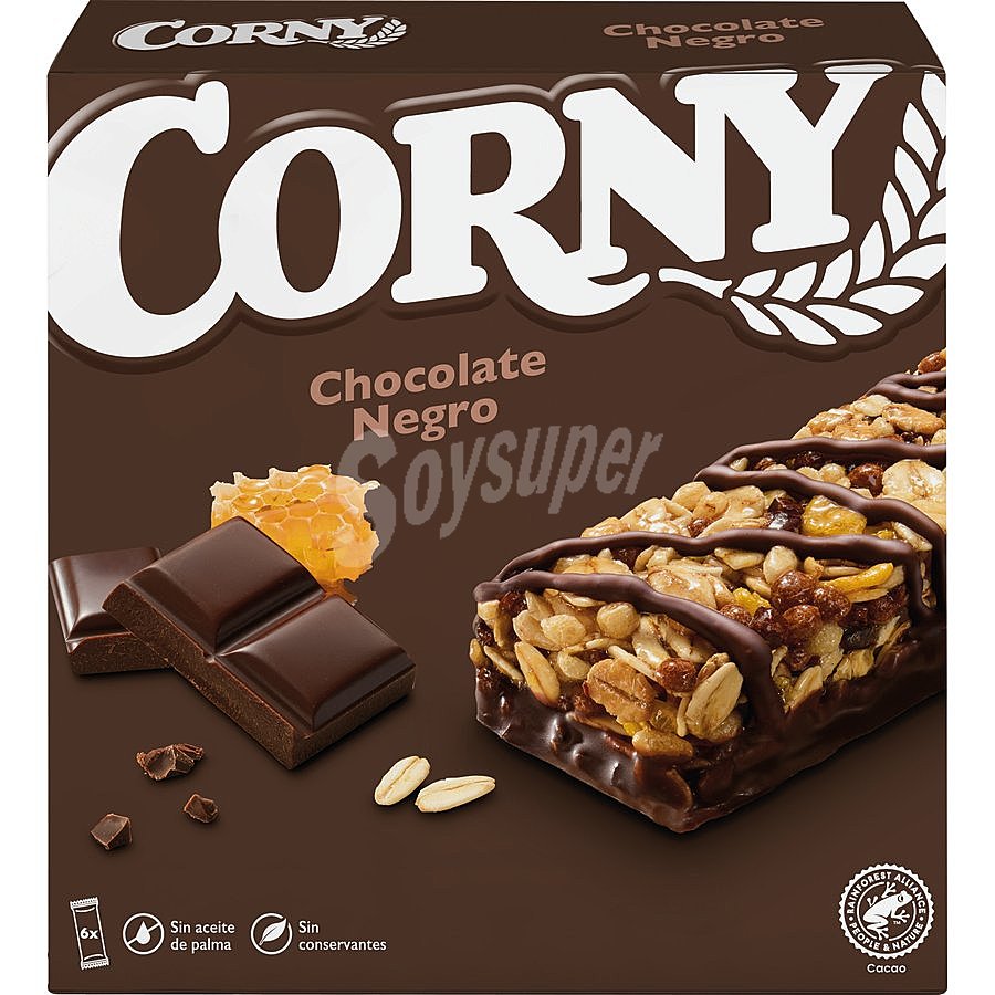 Barritas de cereales con chocolate negro Corny